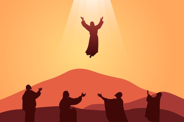 O dia da ascensão de jesus cristo uma série de ilustração vetorial bíblica