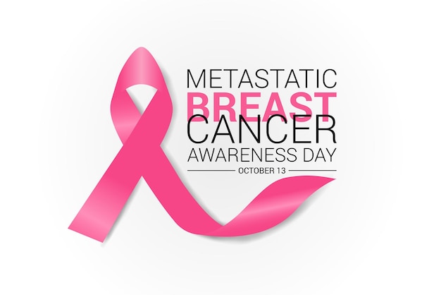 Vetor o dia de conscientização sobre o câncer de mama metastático é comemorado todos os anos em 13 de outubro. cartão-postal em banner