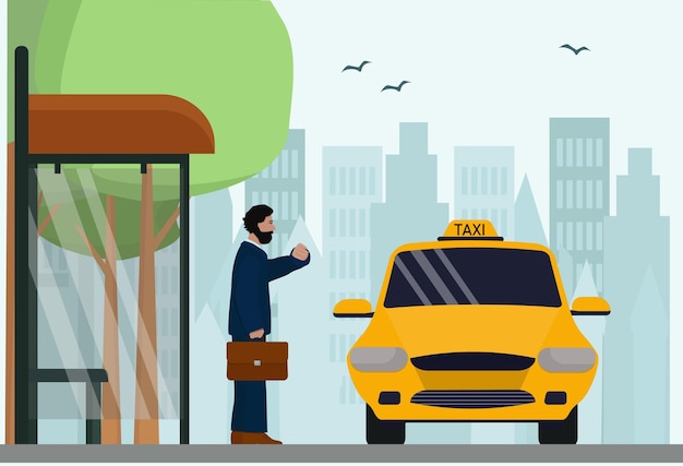 O empresário chamou um táxi e verifica o tempo de transporte de passageiros do serviço de táxi da cidade