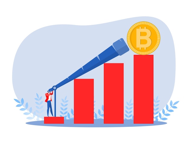 O empresário procura uma nova moeda de crescimento, oportunidades de bitcoin e uma nova ilustração do vetor de lucros.