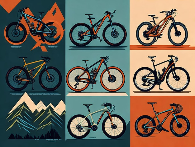 O equilíbrio perfeito entre simplicidade e detalhes em uma ilustração vetorial de uma mountain bike em movimento