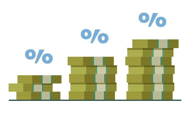 O estoque da economia da taxa de seta do dinheiro aumenta o conceito de renda do negócio de crescimento