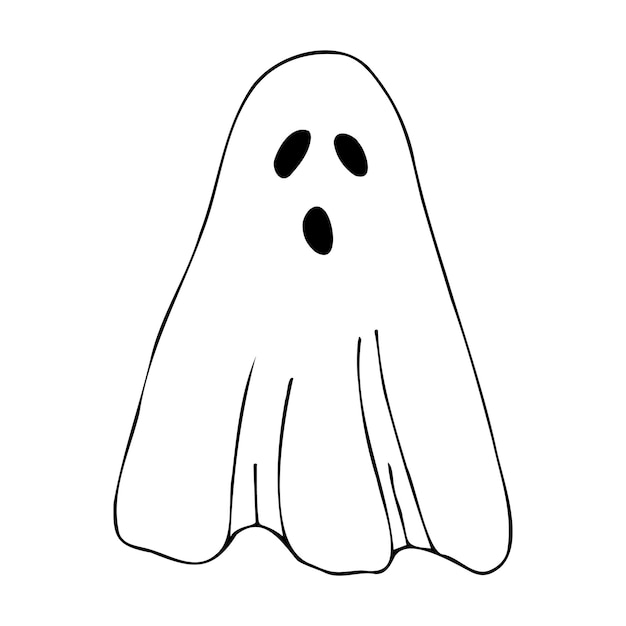 ilustração em vetor de halloween pequena linha de desenho animado fantasma  em fundo branco. 10443971 Vetor no Vecteezy