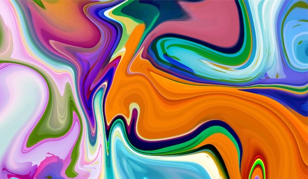 O fundo da arte fluida abstrata mistura cores ondas suaves e brilhantes