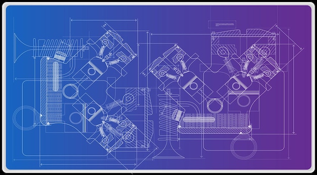 O fundo vetorial do motor do carro e seus componentes podem ser