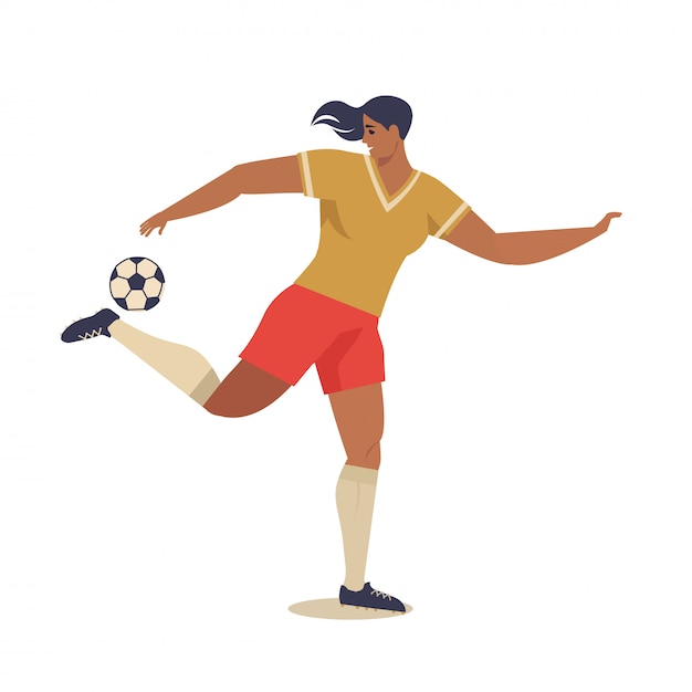 O futebol europeu das mulheres, ilustração lisa do vetor do jogador de futebol.