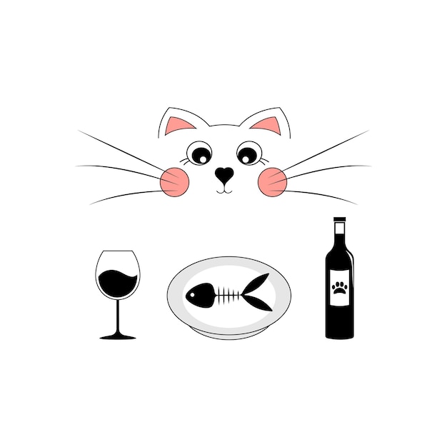 O gato bebe vinho e come peixe