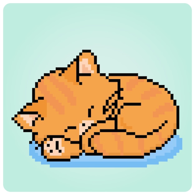 Ícone de cara de gato pixel art para jogo de 8 bits em fundo branco