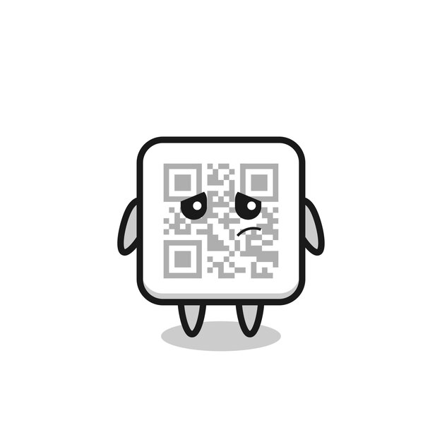 Vetor o gesto preguiçoso do personagem de desenho animado de código qr