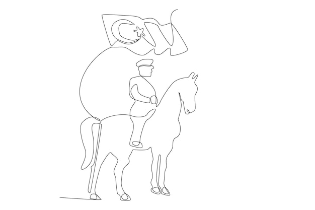 O homem monta um cavalo para a turquia ekim 29