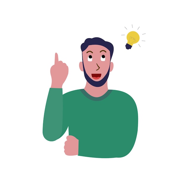 O homem mostra o gesto de uma grande ideia