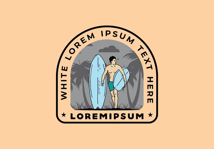 Vetor o homem sem camisa segurando a ilustração de prancha de surf