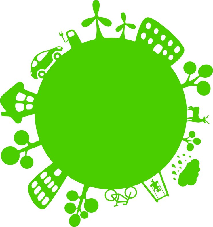 Vetor o ícone da terra verde mundial com o conceito de pegada de carbono co2 desenvolvimento sustentável neutro r