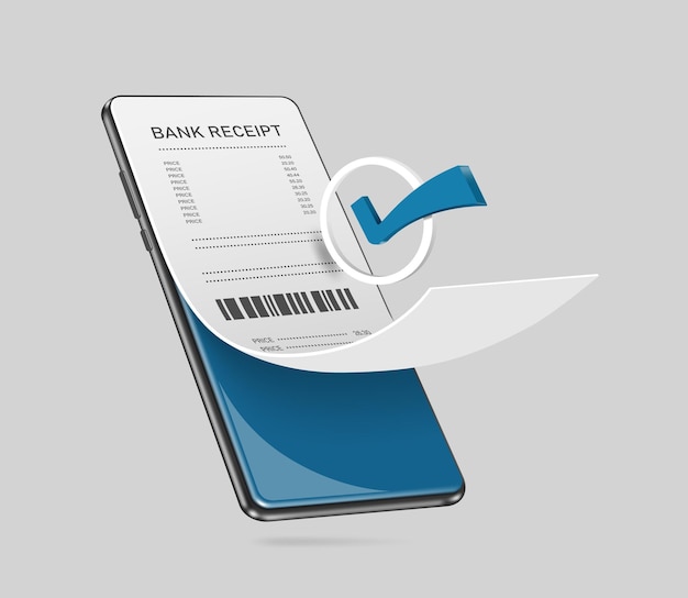 o ícone de confirmação da encomenda e um recibo em papel ou um recibo de pagamento aparecem no ecrã do smartphone;