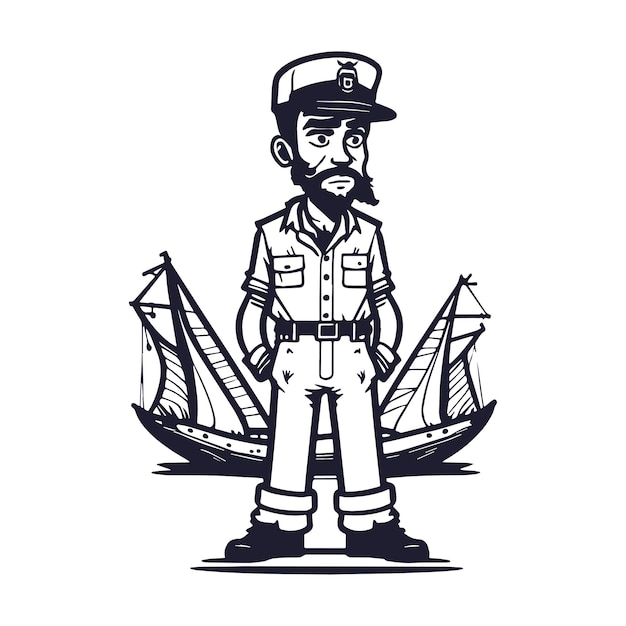 Vetor o impacto das ilustrações de sailor man em preto e branco