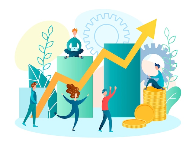 O infográfico da empresa mostra o crescimento da receita ilustração vetorial