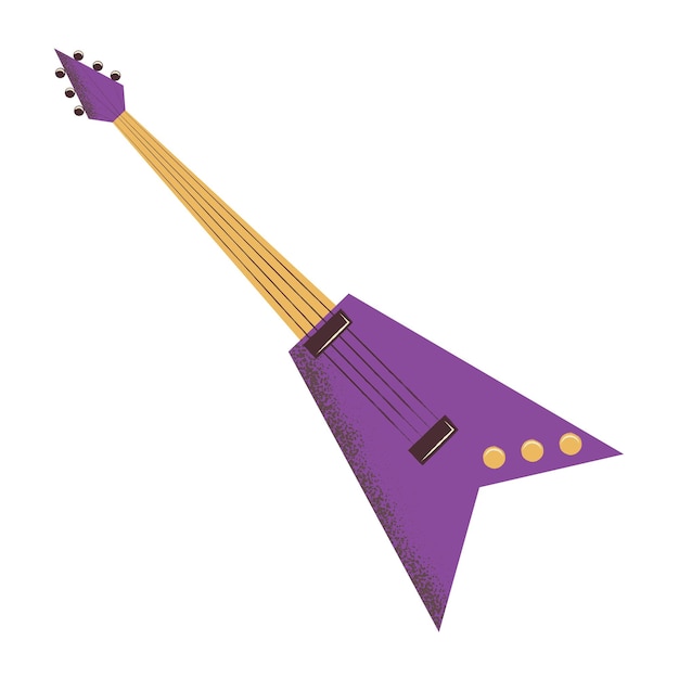 Vetor o instrumento musical moderno é a guitarra elétrica violeta guitarra acústica rocker vetor plano