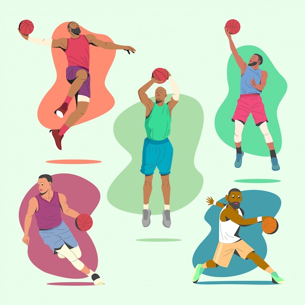 O jogador de basquetebol move a coleção de ilustração.