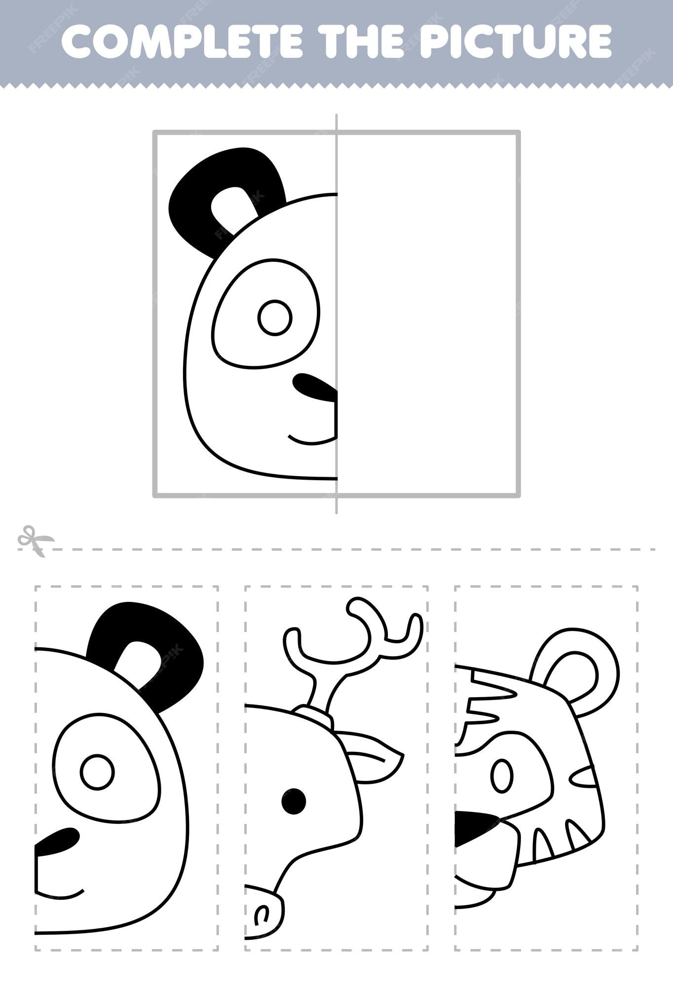 Colorir o jogo educacional panda bonito dos desenhos animados para