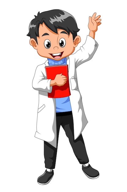 O jovem médico está acenando as mãos da ilustração