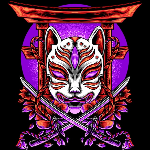 O Kitsune Japão e Espadas