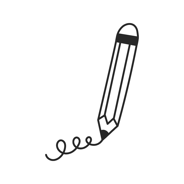 O lápis com rabiscos Doodle Icon Escrita à mão Educação Escrita símbolo ilustração vetorial