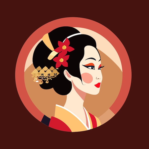 O lindo ícone da mascote da geisha