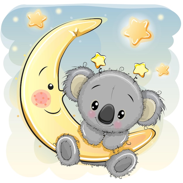 O lindo Koala na lua.