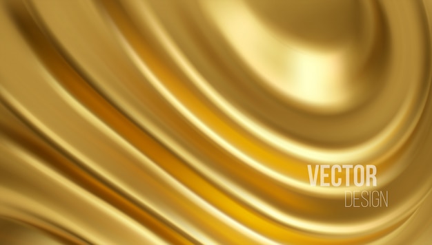 O líquido brilhante dourado acena o fundo 3d realista.