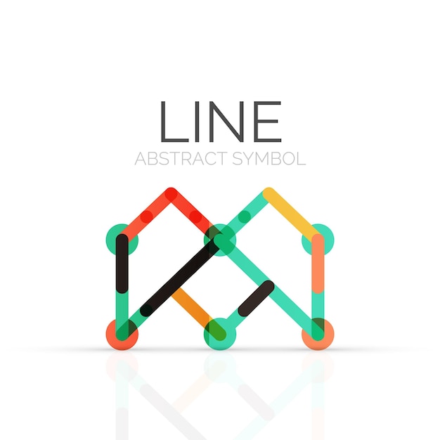 O logotipo abstrato linear conectou segmentos multicoloridos da figura geométrica das linhas