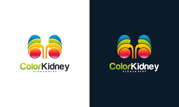 O logotipo colorido do rim projeta o vetor de conceito, modelo de símbolo do logotipo do kidney care