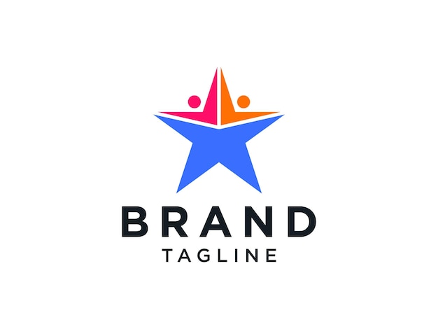 O logotipo colorido dos povos abstratos do ícone de cinco estrelas isolou um fundo branco.