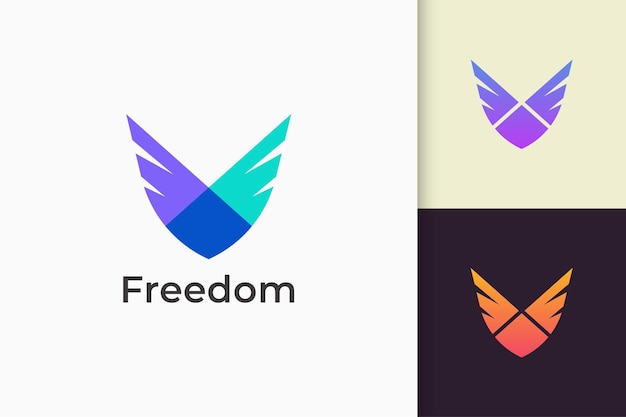 O logotipo da asa representa liberdade e poder para avião ou empresa de tecnologia