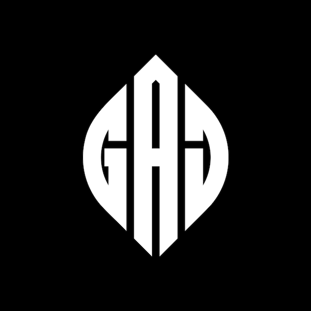 Vetor o logotipo da gaj é composto por letras elípticas em forma de círculo e elipse, com três iniciais que formam um logotipo em círculo.