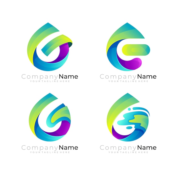O logotipo da gota de água e a letra g projetam colorido, estilo 3d