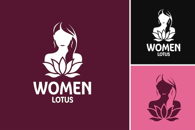 Vetor o logotipo da lotus feminina é um ativo de design visualmente atraente com um motivo de flor de lótus