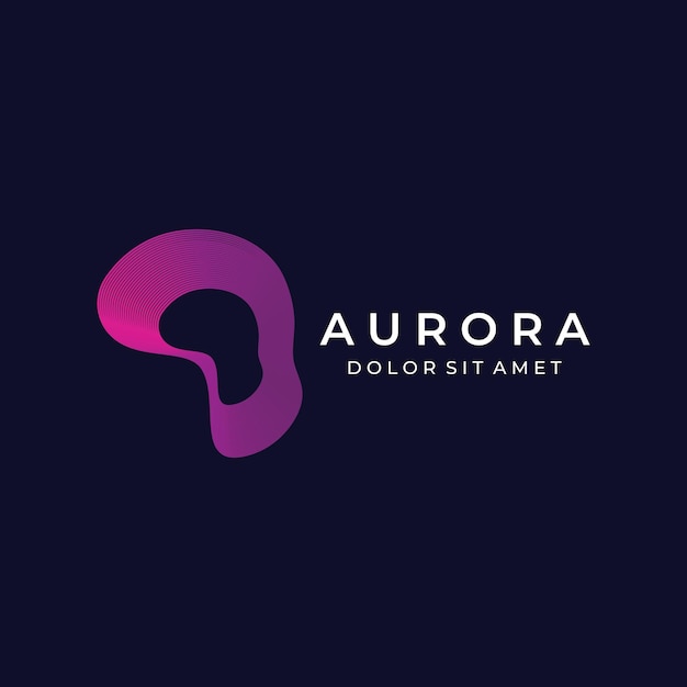 O logotipo da onda de luz inspirado na luz aurora com um conceito moderno