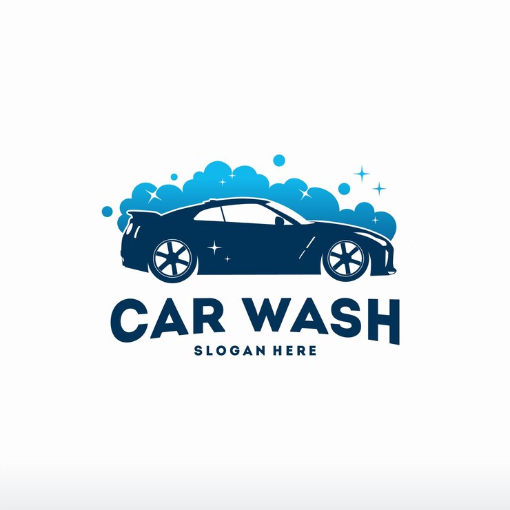 O logotipo de lavagem de carros projeta vetor de conceito, modelo de logotipo de limpeza automotiva