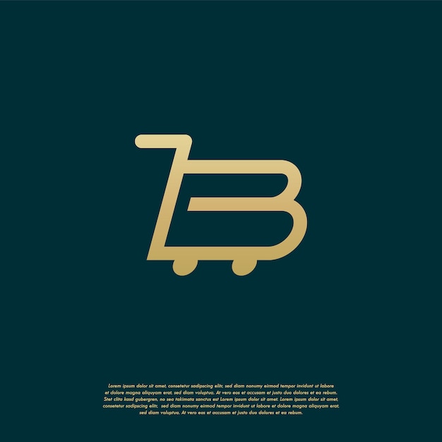 O logotipo do carrinho de compras B projeta o vetor de conceito, o logotipo do Simple Icon b Shopping