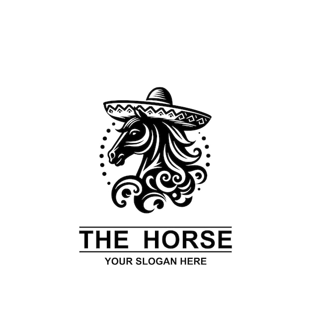 Vetor o logotipo do cavalo ao estilo mexicano
