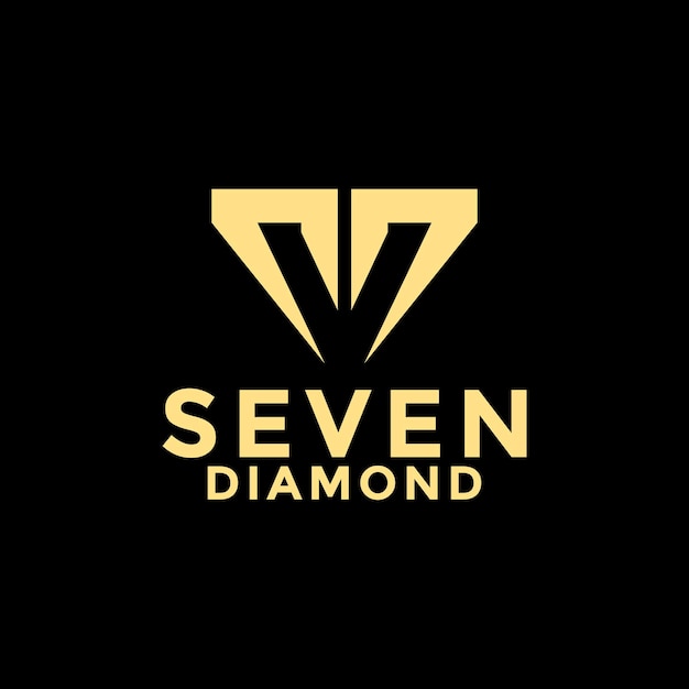 Vetor o logotipo do seven diamond seventy 77 é um logotipo de diamante criativo com o número 7.