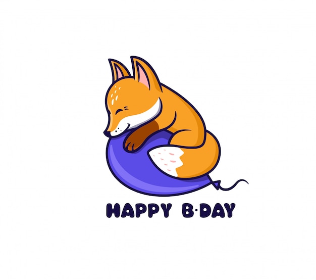 O logotipo feliz aniversário com raposa.