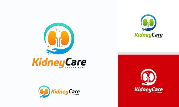 O logotipo kidney care projeta vetor de conceito, modelo de logotipo health kidney
