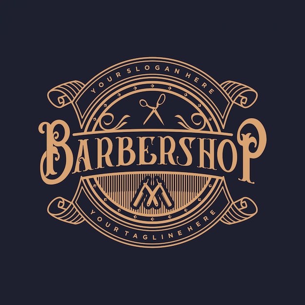 O logotipo para barbearia com estilo vintage