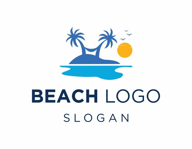 Vetor o logotipo sobre a praia foi criado usando o aplicativo corel draw 2018