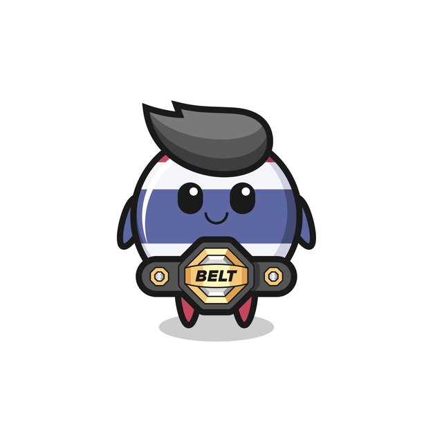 O lutador de MMA, mascote do emblema da bandeira da Tailândia com um cinto