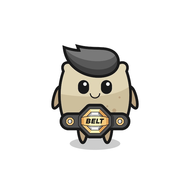 O lutador de MMA saco mascote com um cinto