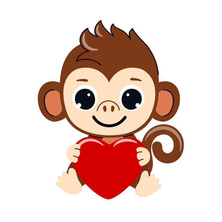 Vetor o macaco segura o coração