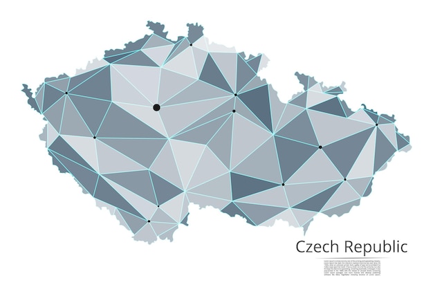 O mapa da rede da república checa vector imagem lowpoly de um mapa global com luzes na forma