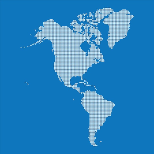 O mapa das américas feito de padrão de pontos de meio-tom